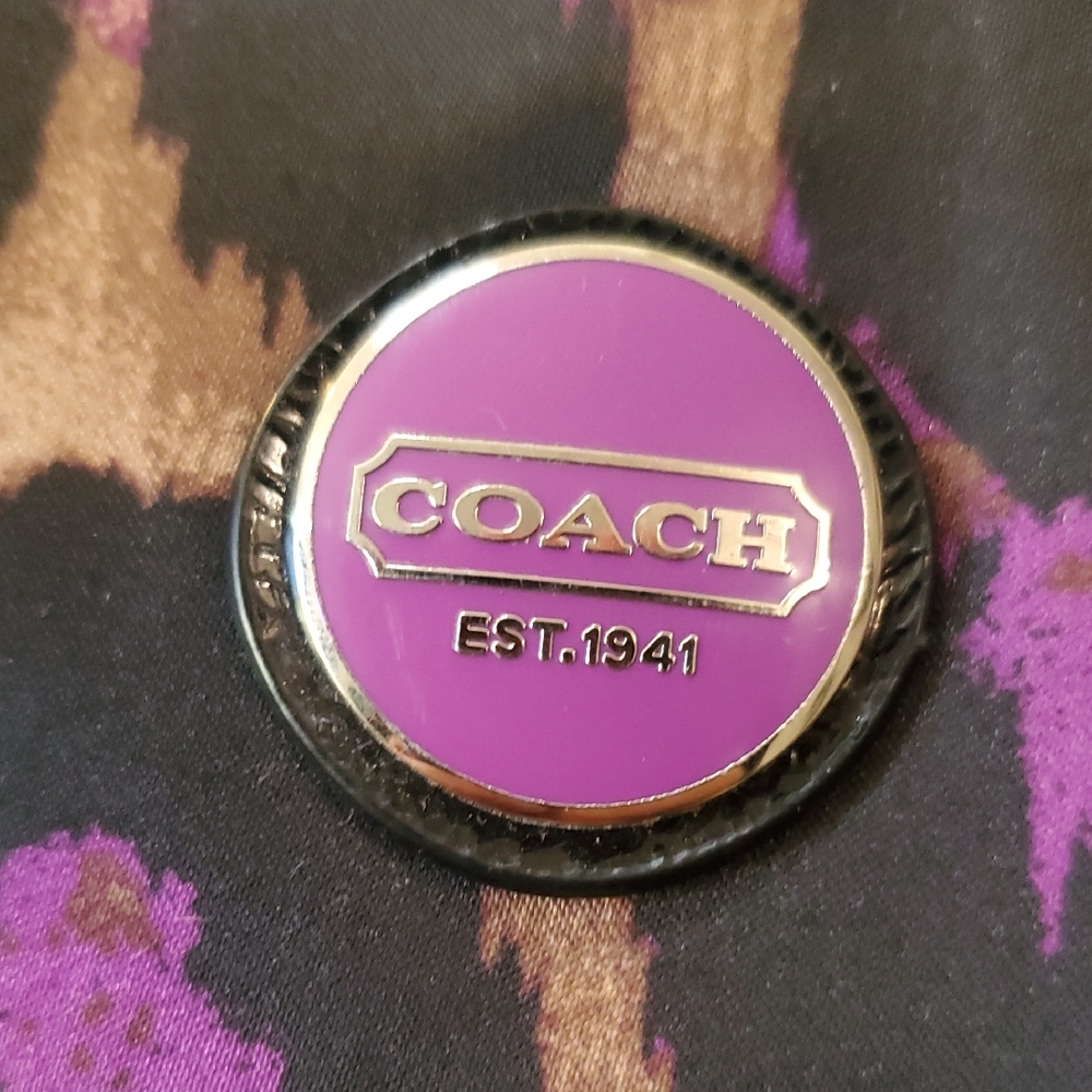 Coach Ocelot Tote Violet Purple Brown Black Animal Print F25282 - Picture 3 of 7